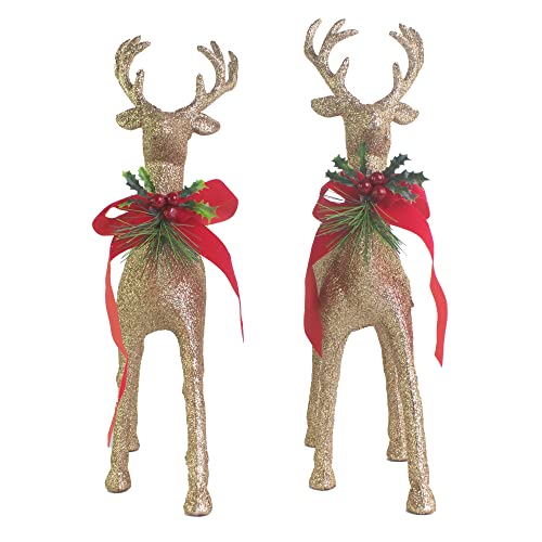 2 Pcs Glitter Reindeer Christmas Decoration