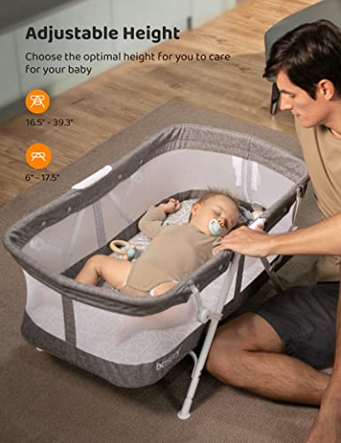 3 in 1 Portable Baby Bassinets, Rocking Cradle Bed, Easy Folding Bedside Sleeper Crib up to 33 lb