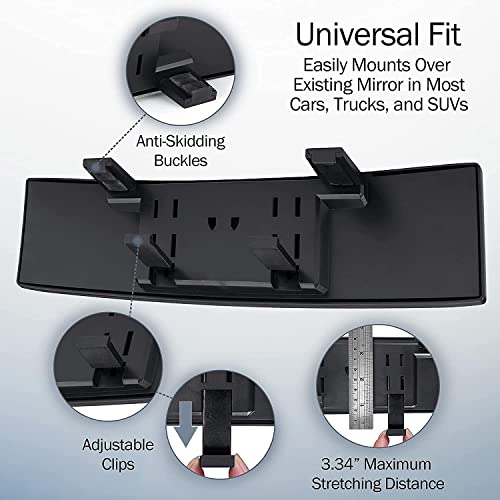 Universal 12 Inch Interior Clip On Panoramic Rearview Mirror