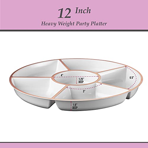 6 Sectional Round Plastic Serving Tray/Platter (8, Black)