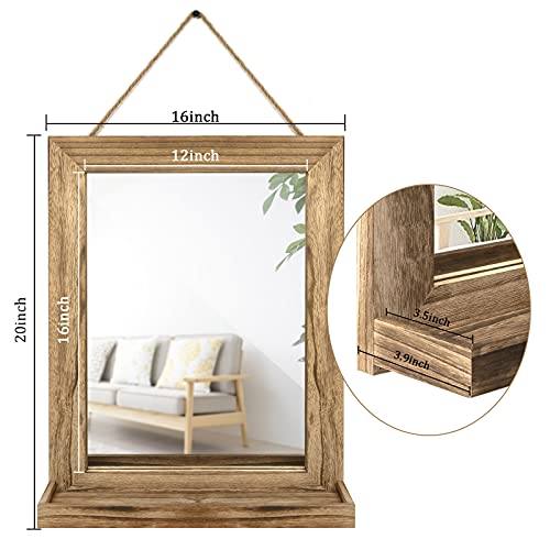 Wall Mirror w/ Shelf, 20 x 16 inch Farmhouse Decoration