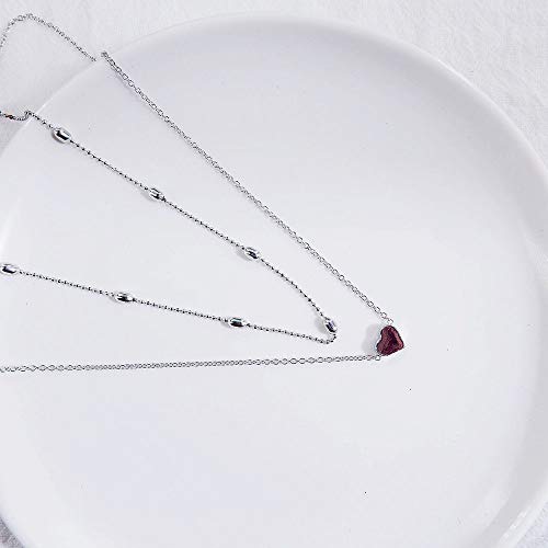 Silver Heart Layered Choker Necklace for Women