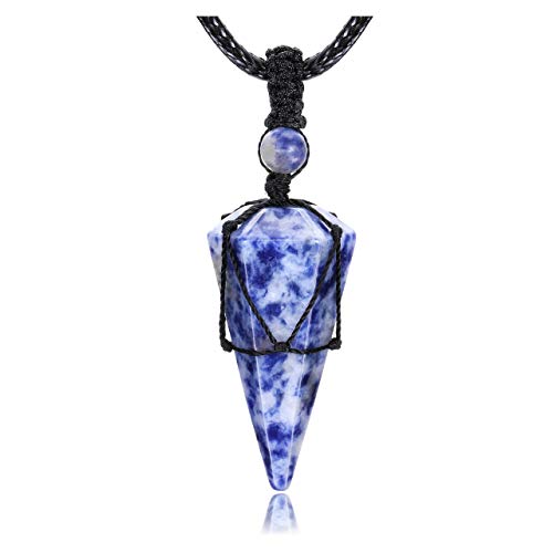 Healing Crystal GemStone Pointed Pendant Necklaces for Men/Women