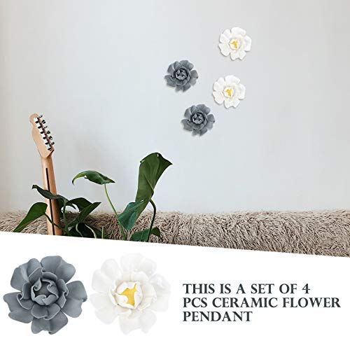 4 Pcs Ceramic Flower Wall Decoration