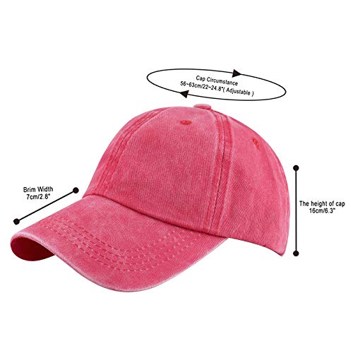 Unisex Baseball Cap Adjustable Washed Dyed Cotton Ball Hat (One Size)