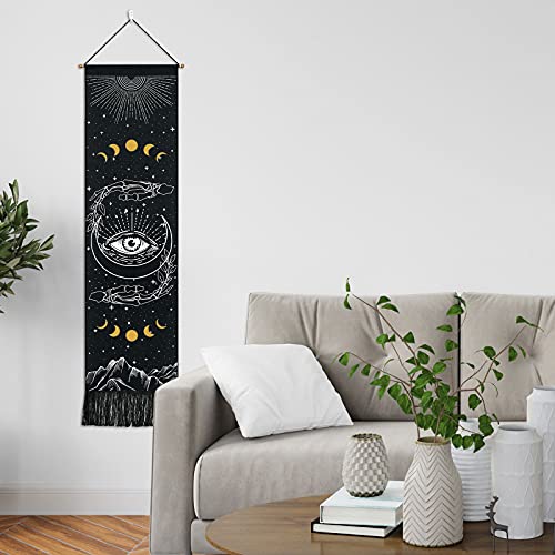 Skull Tapestry Moon Phase Tapestry Stars Starry  Black Skeleton Tapestry Butterflies Tapestry