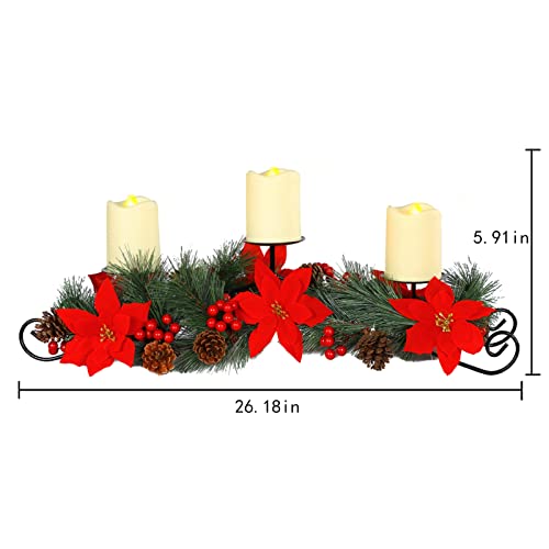 Christmas Centerpiece w/ 3 Candle Holders  Decoration