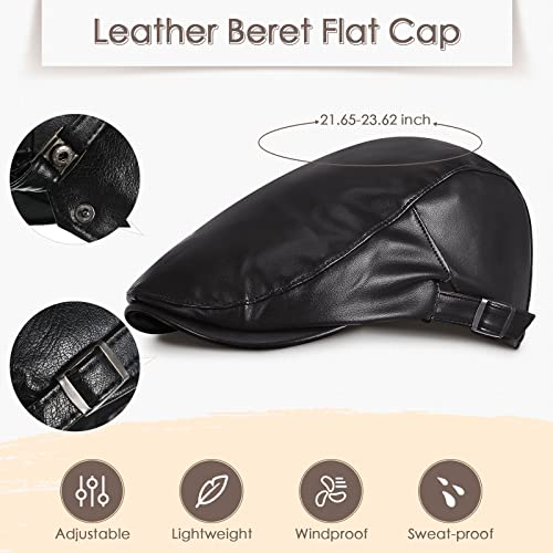 3 Pieces Pu Leather Hats for Men