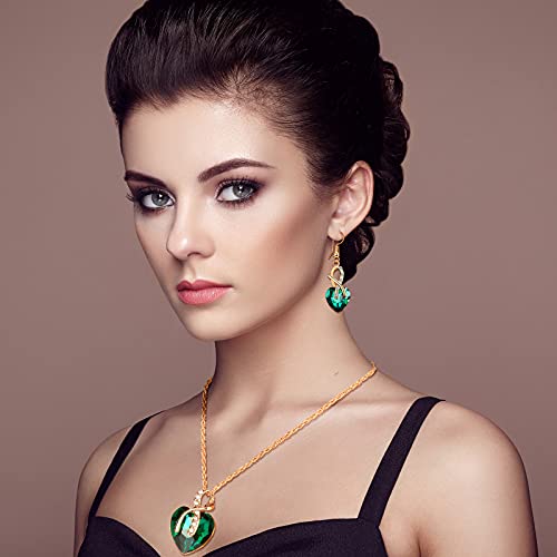 4 Sets Peacock Waterdrop Rhinestone Pendant Necklace Earrings Heart-shaped Crystal Necklace Earrings