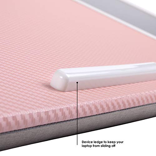 Home/Office Lap Desk w/ Device Ledge, Mouse Pad, & Phone Holder - Black -Fits Up to 15.6 Inch Laptops