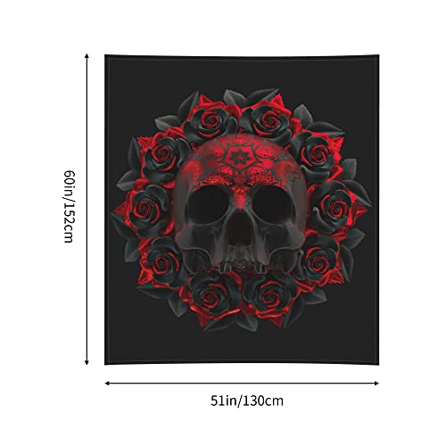 Skull Rose Floral Tapestry Wall Hanging for Home Bedroom Living Room Dorm Aesthetic