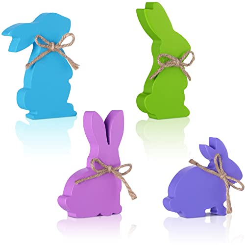 4 Pcs Easter Bunny Wood Decoration