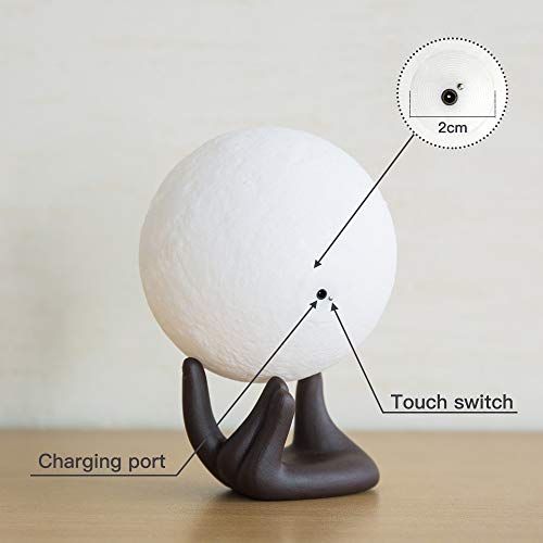 3.5 inch 3D Printing Moon Lamp  w/ Handstand, USB Charging & Touch Control