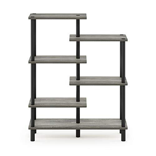 6-Tier Accent Display Rack, French Oak Grey/Black