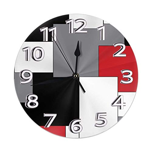 White, Grey, Black & Red Irregular Geometric Waterproof Decorative Clock