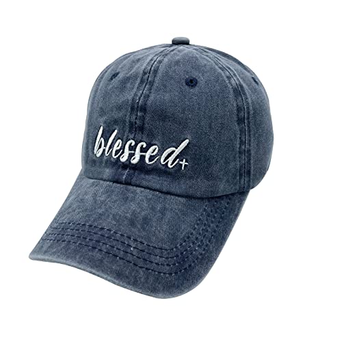 Embroidered Blessed Washed Cotton Baseball Cap for Men/Women