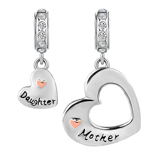 Mother- Daughter - Son Love Heart Charm Beads For Snake Chain Bracelet