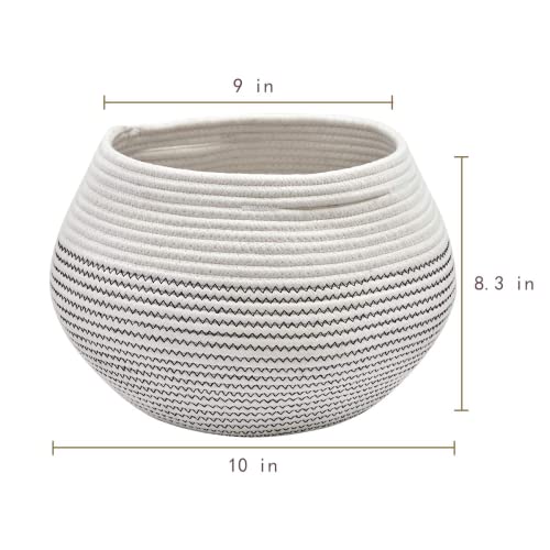Cotton Rope Jute Round Baskets 10"D x 8.3"H