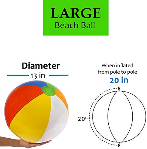 3 Pack 20" Large Inflatable Beach Balls for Kids & Adults