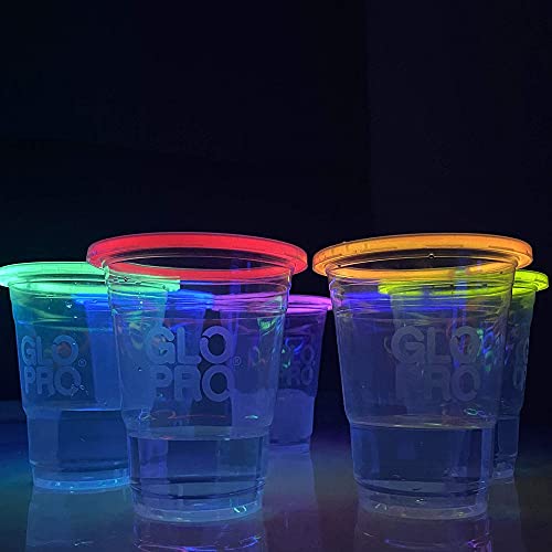 20 GLOWING PARTY CUPS 16 oz Plastic Clear Disposable Glow Stick Cup for Party Supplies