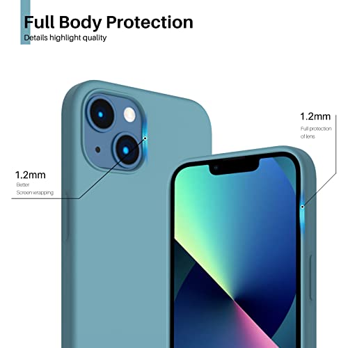 Compatible with iPhone 13 Case 6.1, Slim Liquid Silicone 3 Layers Full Covered Soft Gel Rubber Case Cover
