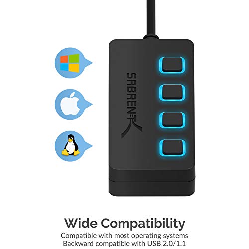 4-Port USB 2.0 Data Hub w/ Individual LED