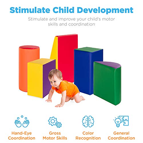 5-Pcs Kids Climb & Crawl Soft Foam Block Activity Play Structures for Child Development, Color Coordination, Motor Skills