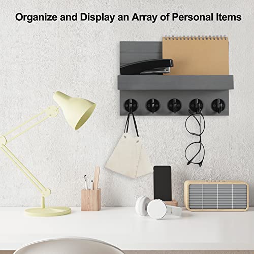 Key Holder for Wall, Decorative Key and Mail Holder with Shelf Has Large Key Hooks for Bags, Coats, Umbrella