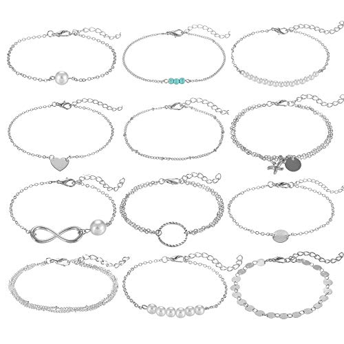 12pcs Silver Bracelets for Women