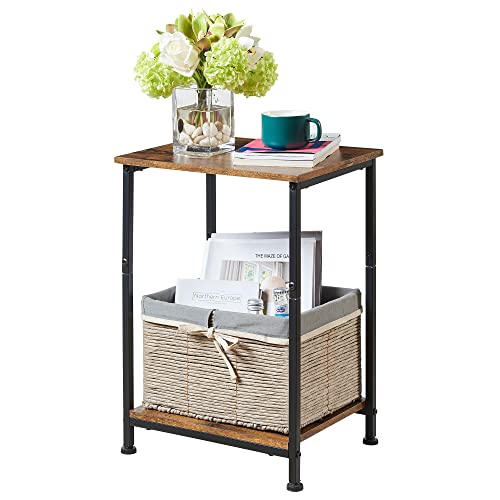 End Table with Storage Shelf for Sofa Couch