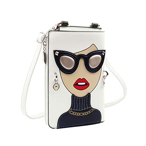 Novelty Lady Face Shoulder Bags Funky PU Leather Top Handle Satchel Handbags Clutch Purse for Women