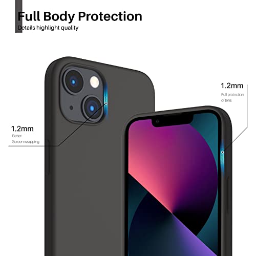 Compatible with iPhone 13 Case 6.1, Slim Liquid Silicone 3 Layers Full Covered Soft Gel Rubber Case Cover