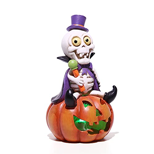 5.7-inch Resin Halloween Pumpkin Decoration, w/ LED Lights