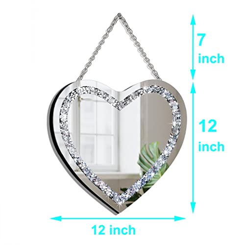 Crystal Crush Diamond Heart Shaped Silver Mirror