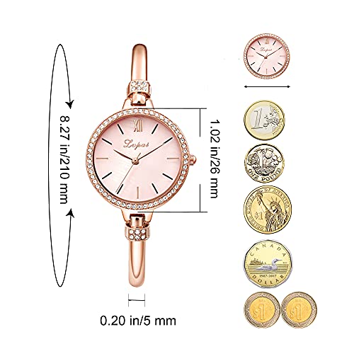 Elegant Rose Gold/Silver Watch & 3 Bracelets Set for Women