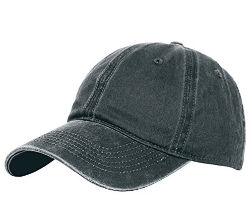 Unisex Baseball Cap Adjustable Washed Dyed Cotton Ball Hat (One Size)