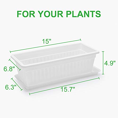 15 Inches Flower Window Box Plastic w/ 15 Pcs Plant Labels