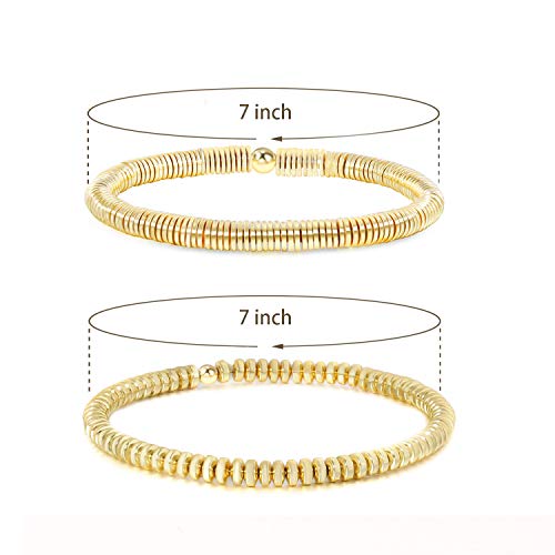 14K Gold Plated Beaded Bracelets for Women -Stretchable & Adjustable