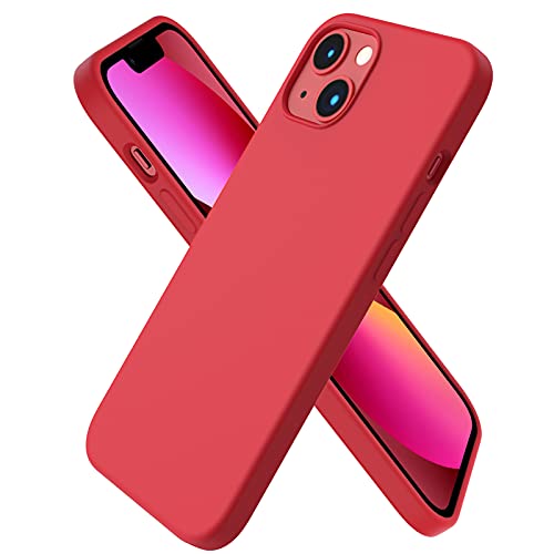 Compatible with iPhone 13 Case 6.1, Slim Liquid Silicone 3 Layers Full Covered Soft Gel Rubber Case Cover
