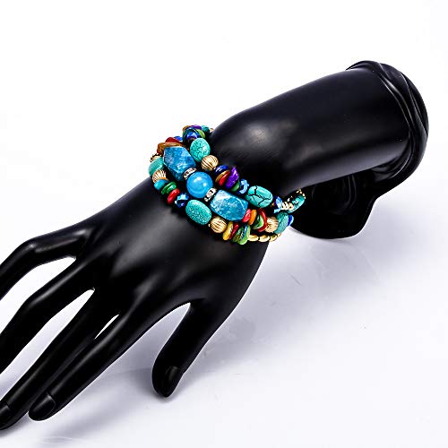 Boho Multilayer Irregular Agate Beads Charm Bracelets for Women