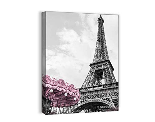 Paris Eiffel Tower Canvas Wall Art Decor  Black & White 12x16"