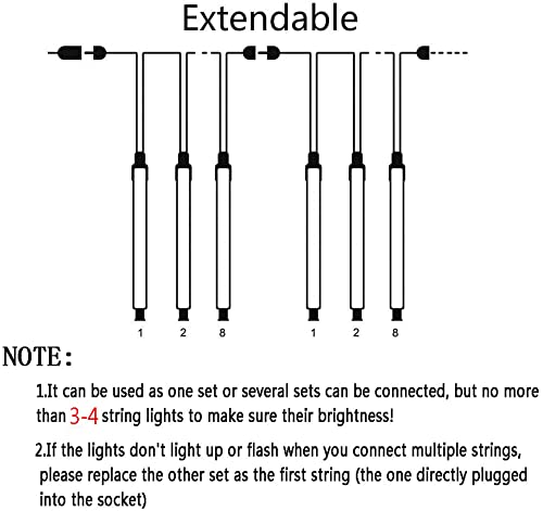 Meteor Shower Lights 12 inch 8 Tube 192 LED Icicle Christmas Lights