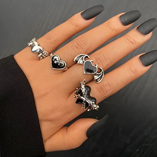 Vintage Silver Open Punk Rings for Men Women