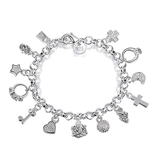 S925 Silver Thirteen Hanging Pieces Bracelet for Women