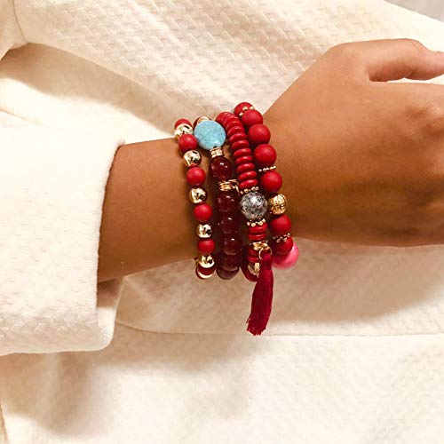 6 Sets Bohemian Stackable Bead Bracelets for Women