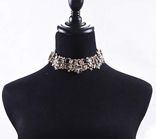 Vintage Chunky Chain Choker Collar Bib Crystal Rhinestone Statement Necklace