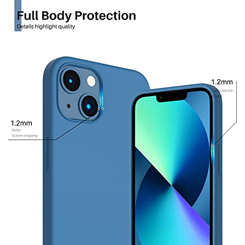 Compatible with iPhone 13 Case 6.1, Slim Liquid Silicone 3 Layers Full Covered Soft Gel Rubber Case Cover