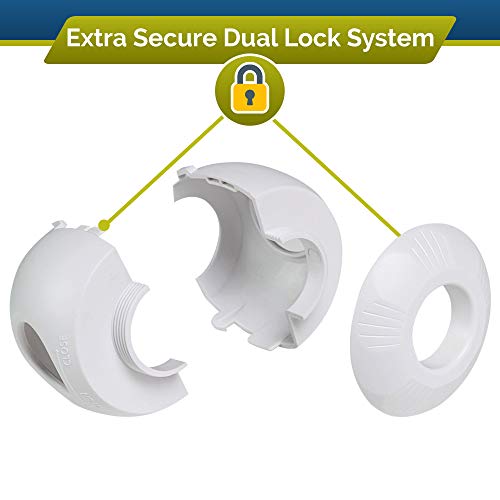 Child Safety Door Knob Cover (4 Pack) Hard-to-Remove Dual-Lock Door Handle