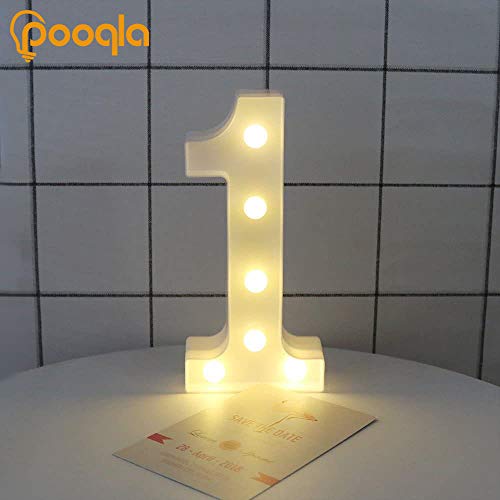 Decorative Led Light Up Numbers -White Plastic Marquee Numbers Battery Operated