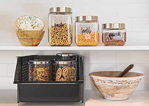 Plastic Stackable Storage Bins for Pantry - 4-Pack